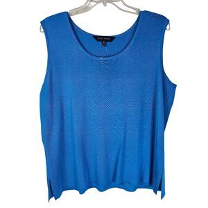 Ming Wang Sz 1X Top Knit Sleeveless Shell Scoop Neck Tank Turquoise Blue Office
